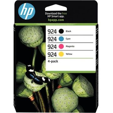 HP 924 pack de 4 cartouches d'encre noire, cyan, magenta et jaune authentiques (6C3Z1NE)