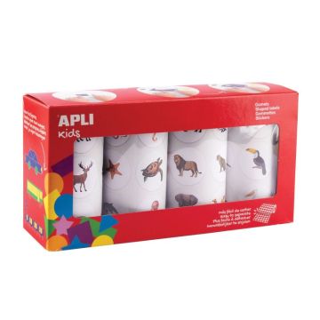 Pack de 4 rouleaux maxi gommettes animaux adhésifs permanents