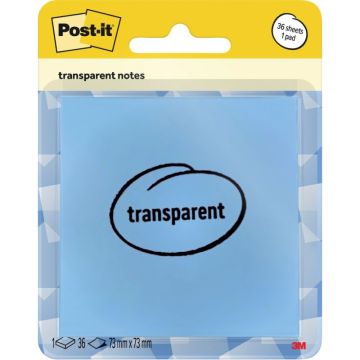 Bloc de 36 notes repositionnables transparentes  73 x 73 mm coloris bleu