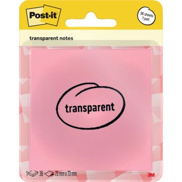 Bloc de 36 notes repositionnables transparentes 73 x 73 mm coloris papaye
