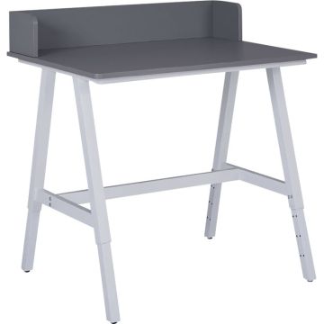 Bureau home office Emmelie plateau gris/piètement blanc