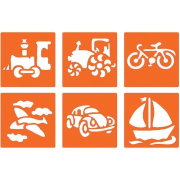 Paquet de 6 pochoirs en plastique, les transports