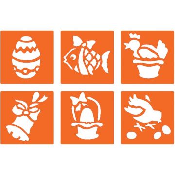 Paquet de 6 pochoirs en plastique, Pâques