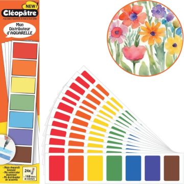 Carnet distributeur de 24 feuilles de 168 blocs de peintures aquarelles coloris assortis