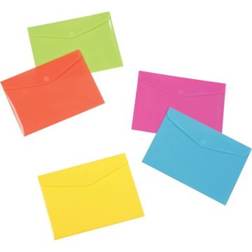 Pochette enveloppe HAPPY FLUO en polypropylène pour format A4, coloris assortis