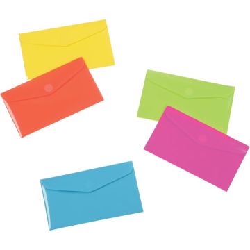 Pochette enveloppe HAPPY FLUO en polypropylène pour chéquier, coloris assortis