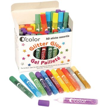 Blister 50 tubes glitter 10 ml glue pailleté  assortiments coloris