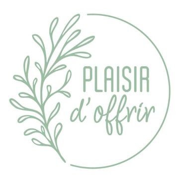 Rouleau de 500 étiquettes célébrations "Plaisir d'offrir" Ø35mm vert sur fond blanc