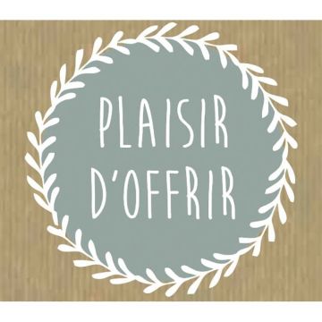 Rouleau de 500 étiquettes célébrations "Plaisir d'offrir" 40x35 mm gris