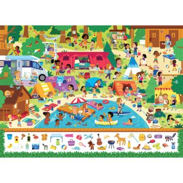 Puzzle cherche et trouve 100 pièces, au camping