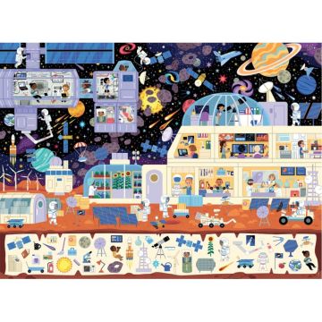 Puzzle cherche et trouve 150 pièces, dans l'espace