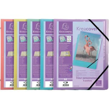 Trieur personnalisable KREACOVER Pastel en polypropylène, 8 compartiments, coloris assortis