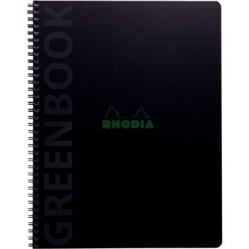 Cahier Greenbook Rhodiactive 100% recyclé 160 pages, couverture en polypropylène, format A4+, quadrillé 5x5