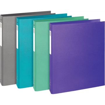 Classeur 4 anneaux ronds diamètre 30 mm en carte végétale TEKSTO, pour format A4, coloris assortis