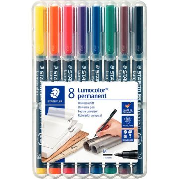 Pochette de 8 feutres Lumocolor permanents 1,0mm assortis