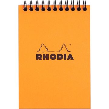 Bloc-notes à reliure intégrale RHODIA orange, format A6 (10,5 x 14,8 cm), 160 pages, quadrillé 5x5, papier blanc 80g