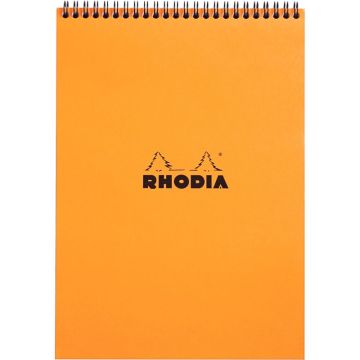 Bloc-notes à reliure intégrale RHODIA orange, format A4 (21 cm x 29,7 cm), 160 pages, quadrillé 5x5, papier blanc 80g