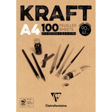 Bloc de 100 feuilles kraft 90g 210x297mm brun