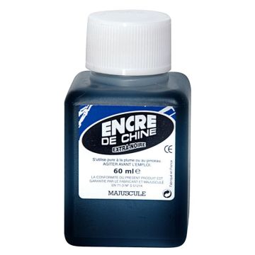 Flacon 60 ml d'encre de chine noire