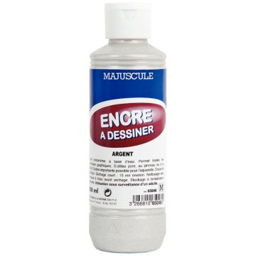 Flacon de 250 ml d’encre à dessiner coloris argent
