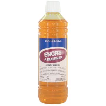 Flacon de 500 ml d’encre à dessiner MAJUSCULE coloris  jaune primaire