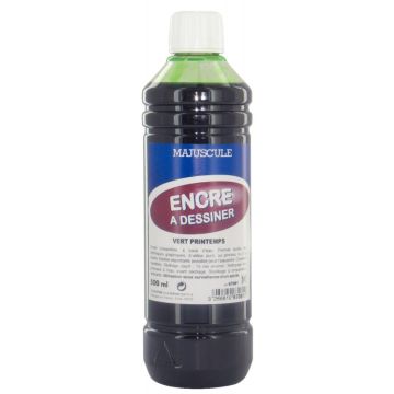 Flacon de 500 ml d’encre à dessiner MAJUSCULE coloris vert printemps