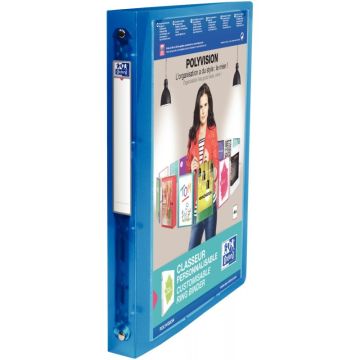 Classeur personnalisable POLYVISION en polypropylène, dos 30 mm, pour format A4, bleu