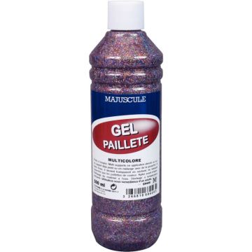 Flacon 500 ml de gel de paillettes MAJUSCULE, multicolore