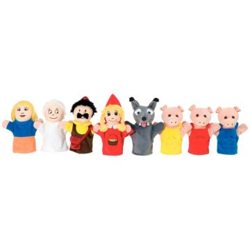 Valisette de 8 marionnettes, le Petit chaperon rouge et les 3 petits cochons