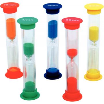 Set de 5 sabliers 30 secondes - 1 3 5 10 minutes