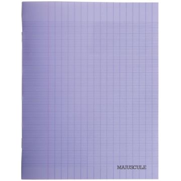 Piqûre 96 pages MAJUSCULE, format 17x22 cm, papier blanc 90g, réglure seyès, couverture en polypropylène violet