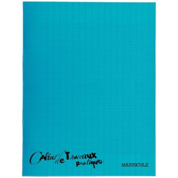 Cahier de travaux pratiques, piqûre 64 pages (32 pages seyès 90g + 32 pages dessin) 17x22 cm couverture en polypropylène