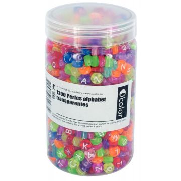 Bocal de 1 200 perles lettre de l'alphabet transparentes assortis