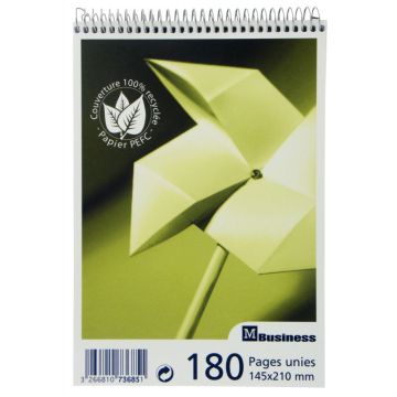 Bloc sténo à spirale BUSINESS, 180 pages, format A5, papier blanc uni 60g