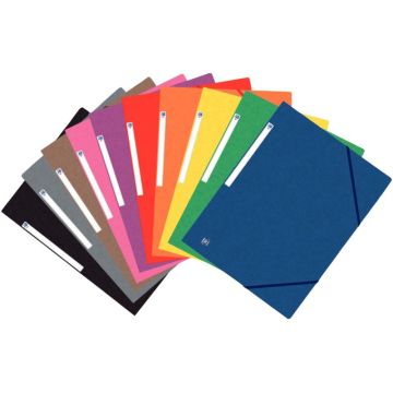 Carton de 50 chemises 3 rabats à élastiques TOP FILE+ en carte lustrée 4/10ème 390g, coloris assortis