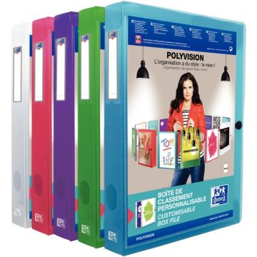 Carton de 8 boites de classement personnalisable dos de 40 mm format 24x32 cm coloris assortis