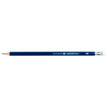 Boite de 12 crayons graphite HB bout gomme Majuscule