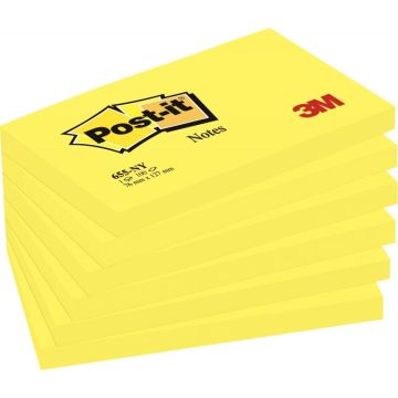 Paquet 6 blocs 100 feuilles Post-it 76x127 mm Jaune néon