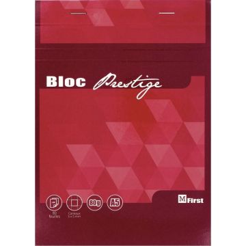 Bloc prestige de bureau 80g 80 feuilles format A5 quadrillé 5x5
