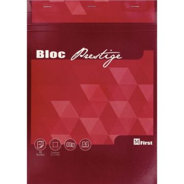 Bloc de bureau 80 feuilles 80g format A4 quadrillé 5x5
