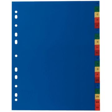 Jeu de 20 intercalaires alphabétiques en polypropylène coloré 12/100ème, format A4+
