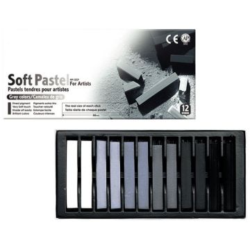 Boîte de 12 pastels sec carré grises