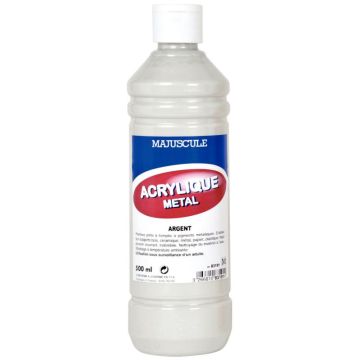 Flacon de 500 ml de peinture métallique MAJUSCULE argent