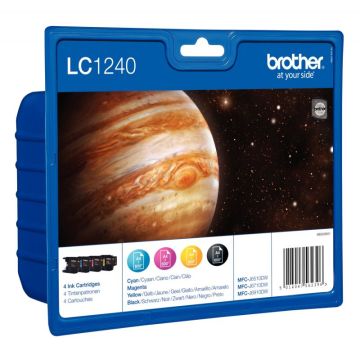 Brother JUPITER pack de 4 cartouches jet d'encre noire, cyan, magenta et jaune authentique (LC1240VALBP)