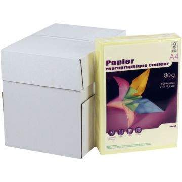 Carton de 5 ramettes de 500 feuilles format A4 80g jaune FIRST