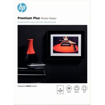 Paquet de 20 feuilles de papier photo satiné marque HP CR673A format A4 (21 x 29,7 cm) 300g