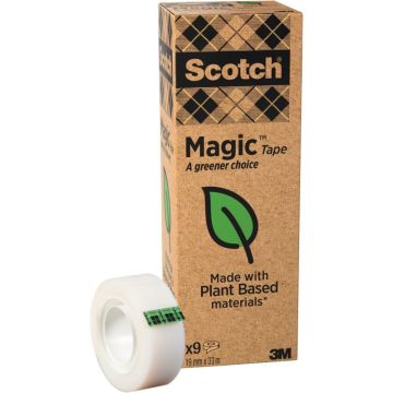 Pack de 9 rouleaux adhésifs invisible Scotch Magic GREEN Dimensions : 19 mm x 33 m