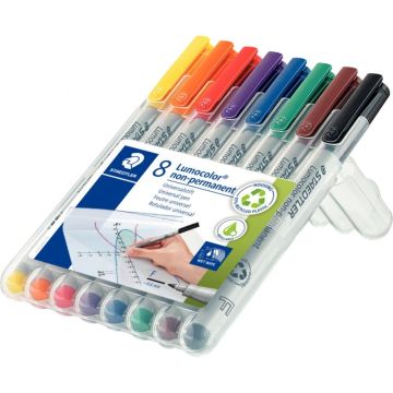 Pochette de 8 feutres Lumocolor effaçables 0,6mm assortis