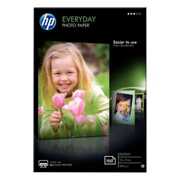 Paquet de 100 feuilles de papier photo glacé marque HP CR757A format A6 (10 x 15 cm) 180g