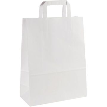 Carton de 200 sacs kraft blanc 26+12x34cm poignées plates